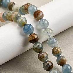 Кальцит Нити из натурального голубого кальцита, круглые, 10 мм, отверстие : 0.8 мм, около 39~40 шт / нитка, 15.43~15.59'' (39.2~39.6 см)