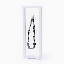 Белый Пластиковые каркасы, с прозрачной мембраной, 3 Держатель дисплея с плавающей рамкой, для дисплея ювелирных изделий браслета / ожерелья, прямоугольные, белые, 30x11x2 см
