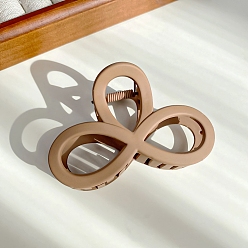 Верблюжий Однотонные пластиковые заколки для волос с полым бантом и большими когтями, для женщин и девушек, густые волосы, верблюжие, 55~60x84.5~88 мм