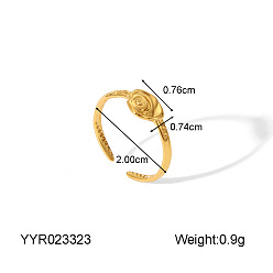 Цветок 304 регулируемые манжеты из нержавеющей стали с открытыми кольцами для женщин, цветок, 7.6x7.4 мм, внутренний диаметр: 20 мм