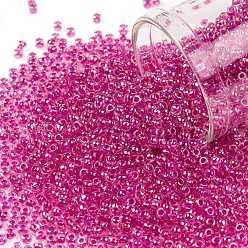 (785) Hot Pink Lined Crystal Rainbow Toho runde Rocailles, japanische Rocailles, (785) mit heißem Rosa ausgekleideter Kristallregenbogen, 11/0, 2.2 mm, Bohrung: 0.8 mm, über 1110pcs / Flasche, 10 g / Flasche