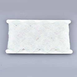 Azure Polyester Ribbons, Wave Shape, Azure, 1-1/2 inch(38mm)~1-5/8 inch(40mm), 10Yard/card