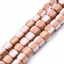 Dark Salmon Handmade Polymer Clay Beads Strands, Cube, Dark Salmon, 5x5x4.5mm, Hole: 2mm, about 85~86pcs/strand, 15.83 inch~16.06 inch(40.2~40.8cm)