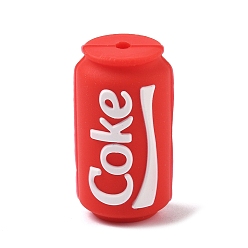 Drink Силиконовые бусины, тема еды, фокусные бусы, красные, кокс, 29x16~17 мм, отверстие : 2 мм