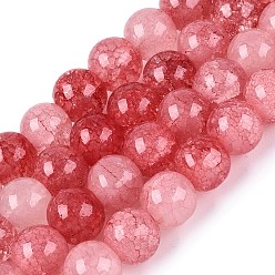 Малиновый Запеченная краска, потрескавшиеся стеклянные бусины, нити, бусы из искусственного камня, круглые, малиновый, 8~8.5 мм, отверстие : 0.9~1.2 мм, около 100~108 шт / нитка, 29.33~31.30 дюйм (74.5~79.5 см)
