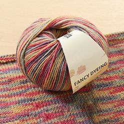 Разноцветный Шерстяная радужная сегментная окрашенная пряжа для вязания, для одежды шарфы свитера шали шапки, красочный, 0.5~1 мм, около 125.77 ярдов (115 м) / моток