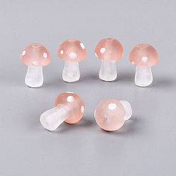 Salmón Oscuro Hebras de cuentas de cristal de murano hechas a mano heladas, seta, salmón oscuro, 15~18x11~12.5 mm, agujero: 0.9~1.6 mm, sobre 30 unidades / cadena, 19.69~20.08 pulgada (50~51 cm)