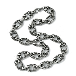 Antique Silver 304 Stainless Steel Necklaces, Oval, Antique Silver, 22.24 inch(56.5cm)