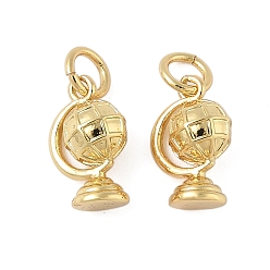 Настоящее золото 18K Латунные подвески, шармы в виде земного шара, с целью перехода в кольце, долговечный, без свинца и без кадмия, реальный 18 k позолоченный, 12x7.5x5.5 мм, отверстие : 3.5 мм