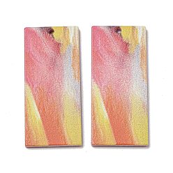 Светло-Коралловый Непрозрачные акриловые подвески, прямоугольные, свет коралловый, 40x17.5x2 мм, отверстие : 1.6 мм