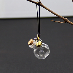Bottle Прозрачные стеклянные бутылки с желаниями подвески украшения, с пробкой и шнуром, бутылка, Бутылка: 24x20 мм