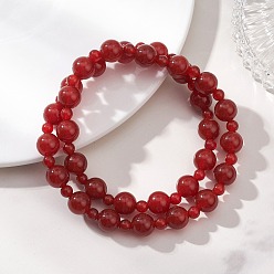 Красный Агат Браслеты из натурального сердолика с бусинами для женщин и мужчин, круглые, бусина : 8 мм и 4 мм, внутренний диаметр: 2-1/4 дюйм (5.6 см)
