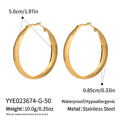 Настоящее золото 18K Серьги из 304 нержавеющей стали, реальный 18 k позолоченный, 50x8.5 мм