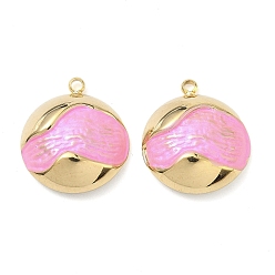 Бледно-Розовый 304 подвеска из нержавеющей стали, окрашенная распылением, полукруглый шарм, вакуумное покрытие pvd, реальный 18 k позолоченный, розовый жемчуг, 17.5x15.5x4.5 мм, отверстие : 1.5 мм