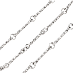 Нержавеющая Сталь Цвет 304 Цепи с витыми звеньями из нержавеющей стали, пайки, с катушкой, цвет нержавеющей стали, 10x2x1 мм