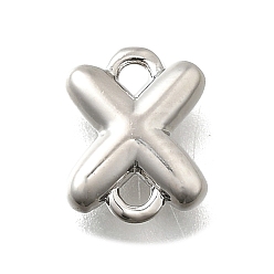 Letter X Подвески из латуни, без свинца и без кадмия, долговечный, стойки покрытие, платина, Письмо X, 9x7.5x2.5 мм, отверстие : 1.2 мм