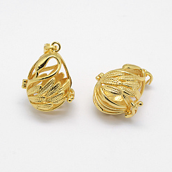 Золотой Латунные подвески с ажурной резьбой, для ожерелья, без кадмия, без никеля и без свинца, стойки покрытие, лебедь, полый, золотые, 29x22x18.5 мм, отверстия: 4x8 mm, Внутренний диаметр: 15x22 mm
