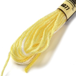Yellow 10 Skeins 6-Ply Polyester Embroidery Floss, Cross Stitch Threads, Segment Dyed, Yellow, 0.5mm, about 8.75 Yards(8m)/skein