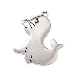 Stainless Steel Color 201 Stainless Steel Pendants, Sea Lion Charms, Stainless Steel Color, 21x17.5x1mm, Hole: 1.4mm