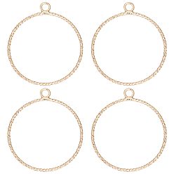 Настоящее золото 18K 20 латунные подвески шт., кольцо, без никеля , реальный 18 k позолоченный, 28x25x1 мм, отверстие : 1.5 мм