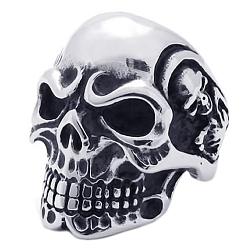 Antik Silber Farbe Legierung Fingerringe, Schädel, Antik Silber Farbe, us Größe 9 (18.9 mm)