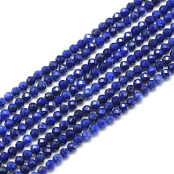 Lapis Lazuli Natural Lapis Lazuli Beads Strands, Faceted, Round, 3x2.5mm, Hole: 0.5mm, about 142pcs/strand, 15.9 inch