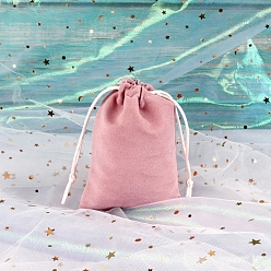 Pink Бархатные мешки на шнуровке, прямоугольные подарочные мешочки из органзы для ювелирных изделий, розовые, 9x7 см