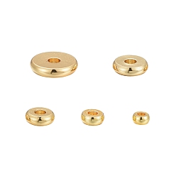 Golden 75Pcs 5 Size Brass Spacer Beads Set, Long-Lasting Plated, Flat Round, Golden, 15pcs/Size
