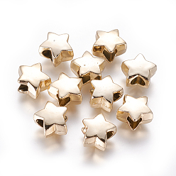 Light Gold Сплавочные европейские бусины, бусины с большим отверстием, звезда, золотой свет, 10.5~11x12x7 мм, отверстие : 4.5~5 мм