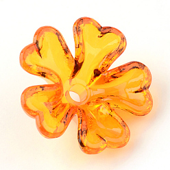 Orange Transparent Acrylic Beads, Flower, Orange, 16x17x6mm, Hole: 2mm, about 1175pcs/500g