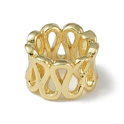 Настоящее золото 18K Стойка металлизированный латунь европейский бисер, долговечный, бусины с большим отверстием, без свинца и без кадмия, столбец с номером 8, реальный 18 k позолоченный, 8.5x5.5 мм, отверстие : 5.5 мм