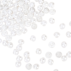 Белый 1 пуговицы из абс-пластика с отверстиями, полукруглый, белые, 11x10 мм, отверстие : 1.7 мм