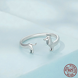 Платина Колбаса собака 925 регулируемые манжеты из стерлингового серебра для женщин, платина, сосиска: 2мм, внутренний диаметр: регулируемый