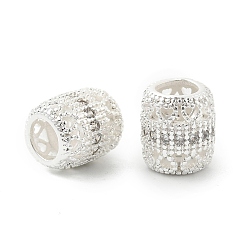 Прозрачный Латунные микро проложить Цирконий Европейский бисером, бусины с большим отверстием, баррель, стойки покрытие, без кадмия и без свинца, долговечный, серебряные, прозрачные, 10x9 мм, отверстие : 5 мм