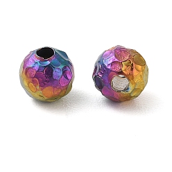 Rainbow Color Титановые бусины, забил круглый, Радуга цветов, 6x5.5 мм, отверстие : 1.8 мм