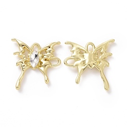 Прозрачный Подвески из сплава для покрытия стойки, связи бабочки со стеклом, золотой свет, без кадмия, без свинца и без никеля, прозрачные, 29x28x4.5 мм, отверстие : 3.5x2.5 мм