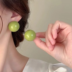 Желто-Зеленый Серьги сплава смолы, полукруглый, желто-зеленый, 21 мм