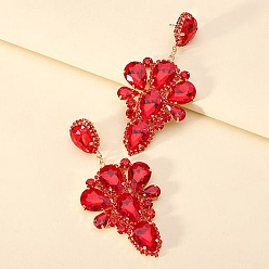 Индийский Сиам Серьги-гвоздики из сплава со стразами в форме капли, золотые, индийский сиам, 91x45 мм