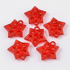 Mixed Color Transparent Acrylic Pendants, Star, Mixed Color, 30x27x6mm, Hole: 4mm, about 320pcs/500g