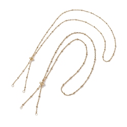 Золотой 2шт ионное покрытие (IP) 304 изготовление ожерелий из нержавеющей стали, с цепочками-сателлитами и латунными скользящими бусинами, золотые, 24.02 дюйм (61 см)