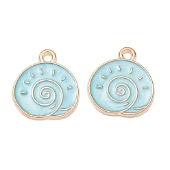 Blue Alloy Enamel Pendants, Conch Shape Charms, Golden, Blue, 17x15x1mm, Hole: 1.6mm