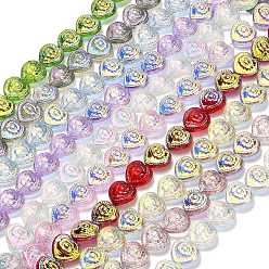 (52) Непрозрачная лаванда Гальваническая краска для запекания стеклянные бусины нити, сердце, с покрытием AB цвета, с половиным покрытием, разноцветные, 14.5x16x4.5 мм, отверстие : 1.2 мм, около 45 шт / нитка, 25.59'' (65 см)