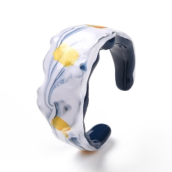 White Brass Enamel Open Cuff Ring for Women, White, 4~9.5mm, US Size 6(16.5mm)