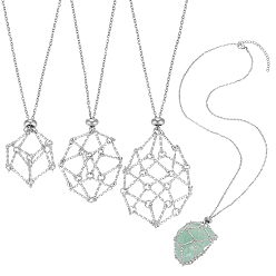 Нержавеющая Сталь Цвет 3шт. 3 стили, макраме-мешочек из нержавеющей стали, кулон, цепочка, ожерелье, цвет нержавеющей стали, 19.53 дюйм (49.6 см), Кулон : 38~65 мм, 1 шт / стиль