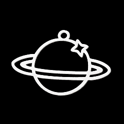 Нержавеющая Сталь Цвет Устойчивые к потускнению 201 подвески из нержавеющей стали, лазерная резка, планета, цвет нержавеющей стали, 17x25x1 мм, отверстие : 1.5 мм