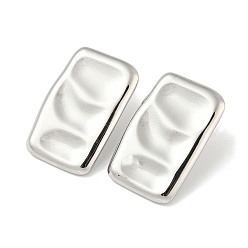 Stainless Steel Color 304 Stainless Steel Stud Earrings, Rectangle, Stainless Steel Color, 30x19mm