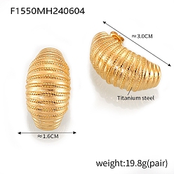 Золотой Серьги шпилька нержавеющая сталь, для женщин, золотые, 30x16 мм