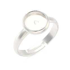 Посеребрённый Регулируемое латунное кольцо-подкладку, пустые круглые подставки для колец, стойки покрытие, долговечный, без свинца и без кадмия, 925 серебро покрытием, лоток : 10 мм, 3 мм, размер США 7 1/4 (17.5 мм)