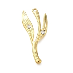 Кристалл 304 из нержавеющей стали горный хрусталь подвески, ветви, кристалл, 36.5x16x3 мм, отверстие : 1.6 мм