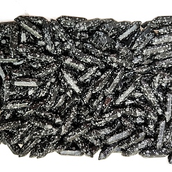 Снежный Обсидиан Синтетические снежинки обсидиан лечебные камни, камень в форме пули с двойными концами, для балансировки рейки, 32x8 мм